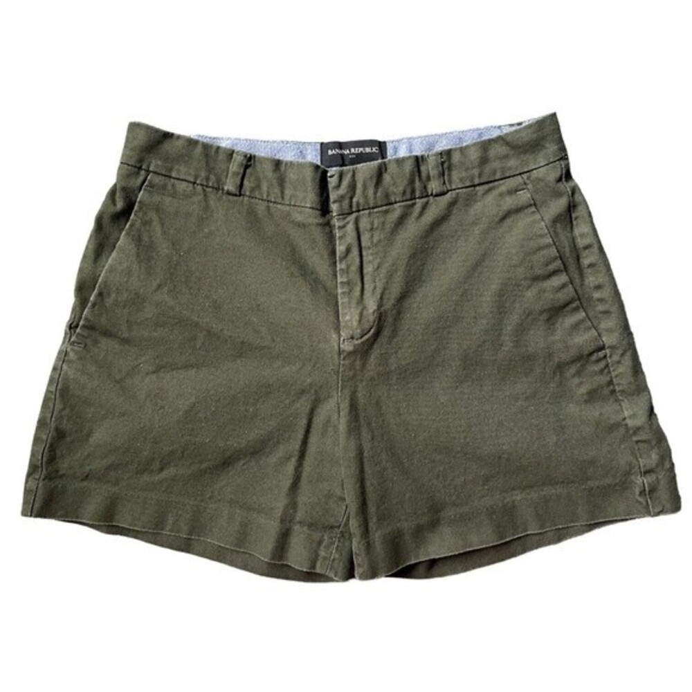Banana Republic Women's Hunter Green Size 0 Chino Shorts Stretch Mid Rise